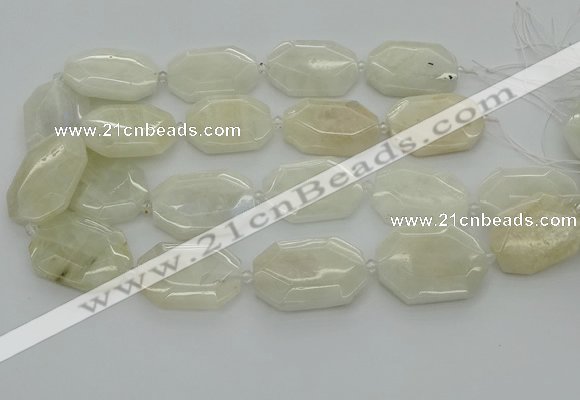 CNG6927 20*30mm - 35*45mm faceted freeform white moonstone beads