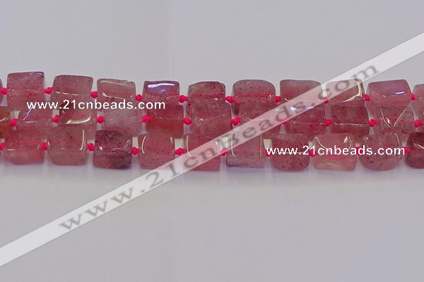 CNG6931 15.5 inches 8*12mm - 10*16mm nuggets strawberry quartz beads