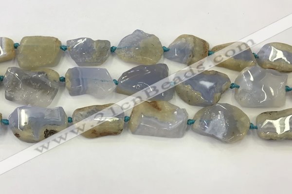 CNG6949 15.5 inches 22*30mm - 30*40mm freeform blue chalcedony beads