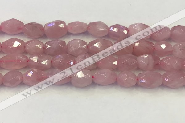 CNG6953 12*14mm - 13*16mm faceted nuggets rose quartz beads