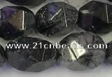 CNG6957 10*12mm - 12*16mm faceted nuggets black rutilated quartz beads