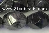 CNG6958 12*16mm - 13*18mm faceted nuggets black rutilated quartz beads