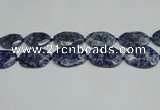 CNG7094 25*35mm - 35*45mm faceted freeform blue spot stone beads