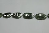 CNG7096 25*35mm - 35*45mm faceted freeform green hair stone beads