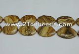 CNG7105 25*35mm - 35*45mm faceted freeform picture jasper beads