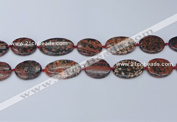 CNG7113 18*25mm - 20*33mm freeform red snowflake obsidian beads