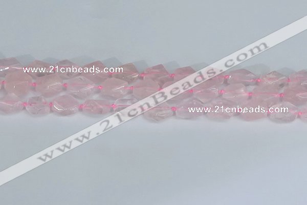 CNG7131 15.5 inches 6*10mm - 10*14mm faceted nuggets rose quartz beads