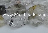 CNG7134 6*10mm - 10*14mm faceted nuggets green ghost quartz beads