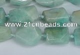 CNG7136 6*10mm - 10*14mm faceted nuggets Brazilian amazonite beads