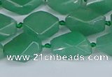 CNG7137 6*10mm - 10*14mm faceted nuggets green aventurine beads