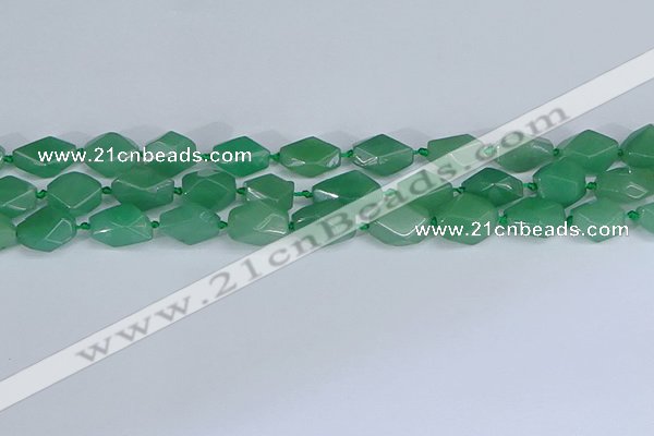 CNG7137 6*10mm - 10*14mm faceted nuggets green aventurine beads