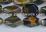 CNG7140 6*10mm - 10*14mm faceted nuggets blue tiger eye beads