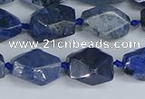 CNG7142 6*10mm - 10*14mm faceted nuggets blue dumortierite beads