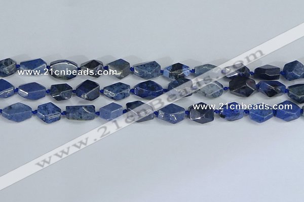 CNG7142 6*10mm - 10*14mm faceted nuggets blue dumortierite beads