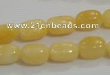 CNG716 15.5 inches 10*14mm nuggets rice yellow jade beads wholesale