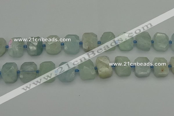 CNG7202 15.5 inches 13*18mm - 15*20mm faceted freeform aquamarine beads