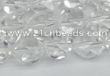 CNG7212 15.5 inches 10mm faceted nuggets white crystal beads