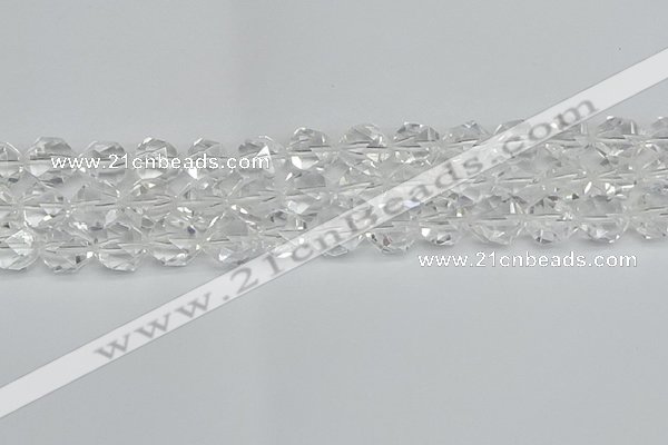 CNG7213 15.5 inches 12mm faceted nuggets white crystal beads