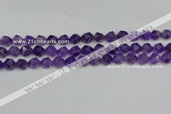 CNG7222 15.5 inches 10mm faceted nuggets amethyst gemstone beads