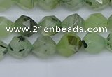 CNG7240 15.5 inches 6mm faceted nuggets green rutilated quartz beads