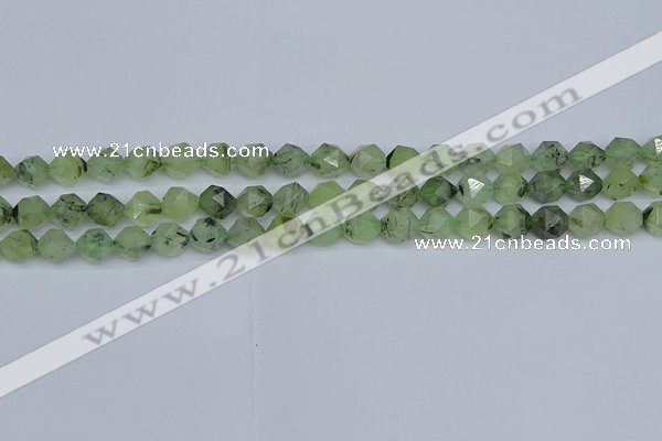 CNG7240 15.5 inches 6mm faceted nuggets green rutilated quartz beads