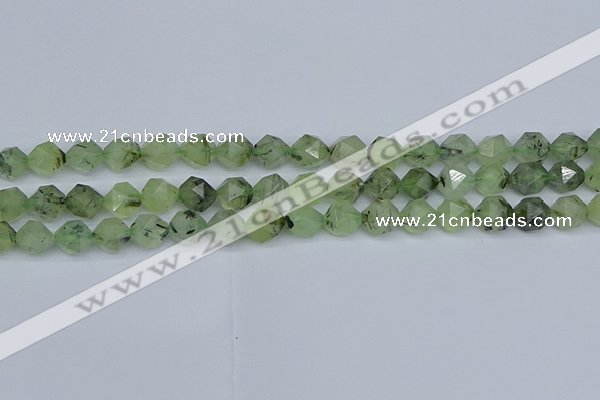 CNG7241 15.5 inches 8mm faceted nuggets green rutilated quartz beads