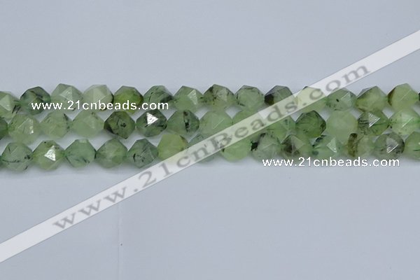 CNG7242 15.5 inches 10mm faceted nuggets green rutilated quartz beads