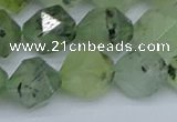 CNG7243 15.5 inches 12mm faceted nuggets green rutilated quartz beads