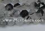 CNG7245 15.5 inches 6mm faceted nuggets black rutilated quartz beads