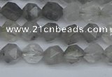 CNG7250 15.5 inches 6mm faceted nuggets cloudy quartz beads