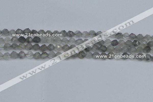 CNG7250 15.5 inches 6mm faceted nuggets cloudy quartz beads