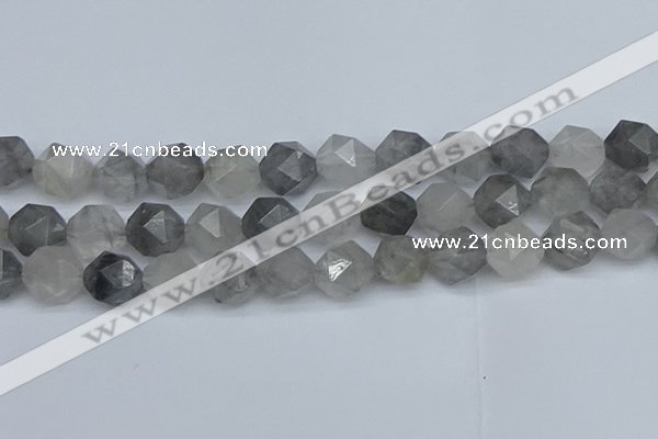 CNG7253 15.5 inches 12mm faceted nuggets cloudy quartz beads