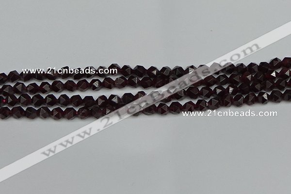 CNG7275 15.5 inches 6mm faceted nuggets red garnet beads