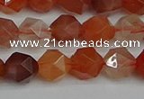 CNG7281 15.5 inches 8mm faceted nuggets red rabbit hair quartz beads