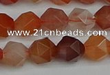 CNG7282 15.5 inches 10mm faceted nuggets red rabbit hair quartz beads