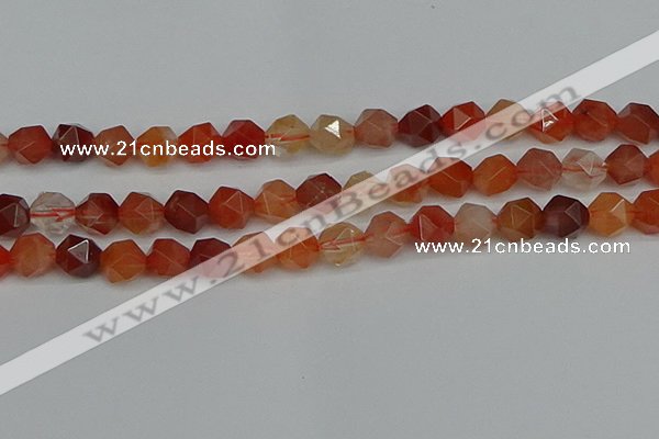 CNG7283 15.5 inches 12mm faceted nuggets red rabbit hair quartz beads