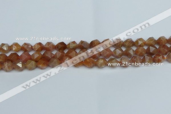 CNG7296 15.5 inches 8mm faceted nuggets sunstone beads