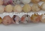 CNG7300 15.5 inches 6mm faceted nuggets pink opal gemstone beads