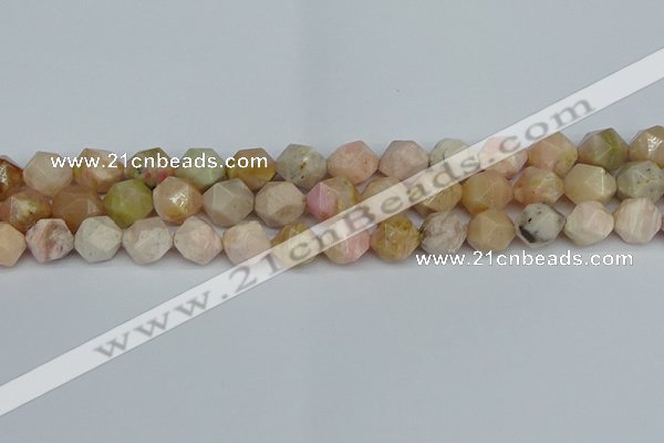 CNG7302 15.5 inches 10mm faceted nuggets pink opal gemstone beads