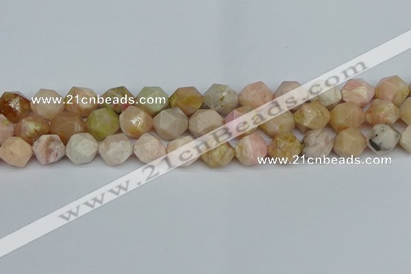 CNG7303 15.5 inches 12mm faceted nuggets pink opal gemstone beads