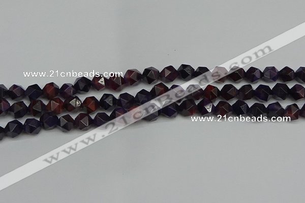 CNG7316 15.5 inches 8mm faceted nuggets purple tiger eye beads