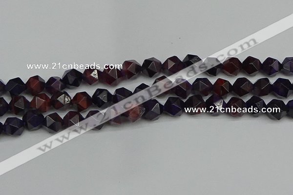 CNG7317 15.5 inches 10mm faceted nuggets purple tiger eye beads