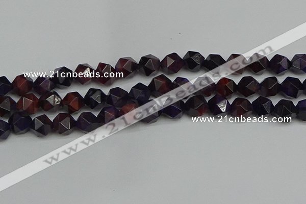 CNG7318 15.5 inches 12mm faceted nuggets purple tiger eye beads