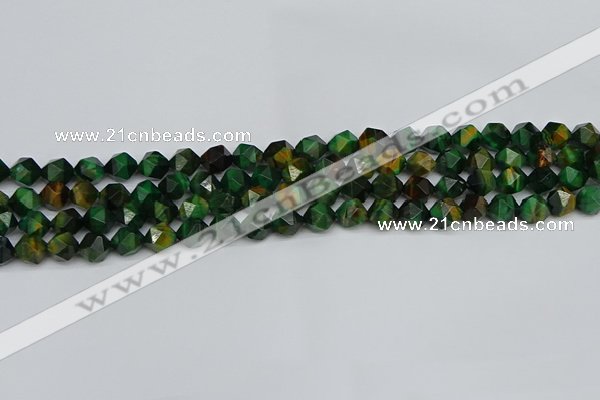 CNG7325 15.5 inches 6mm faceted nuggets green tiger eye beads