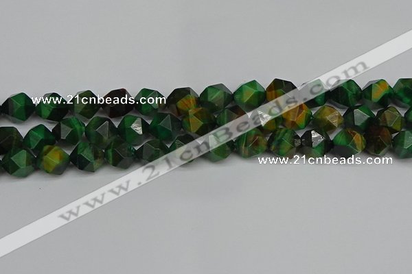 CNG7327 15.5 inches 10mm faceted nuggets green tiger eye beads