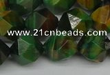 CNG7328 15.5 inches 12mm faceted nuggets green tiger eye beads