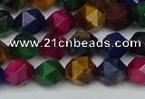 CNG7331 15.5 inches 8mm faceted nuggets mixed tiger eye beads