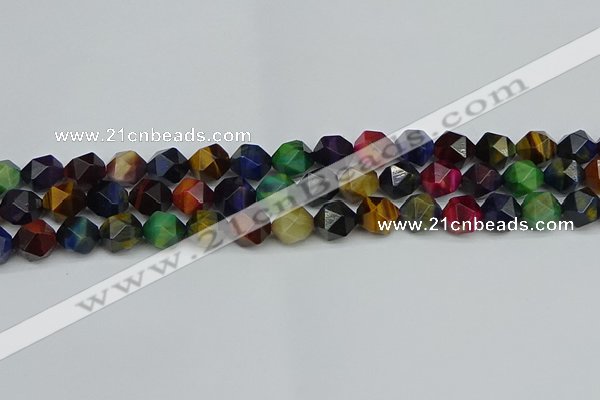 CNG7332 15.5 inches 10mm faceted nuggets mixed tiger eye beads