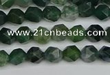 CNG7335 15.5 inches 6mm faceted nuggets moss agate beads