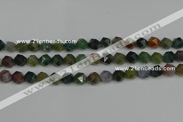 CNG7342 15.5 inches 10mm faceted nuggets Indian agate beads